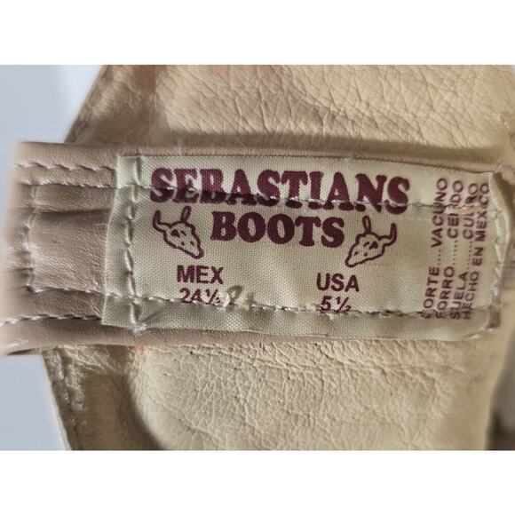 Sebastians Mexican Cowboy Boots Leather & Ostrich Mex 24 1/2 US MEN 5.5 WM 7-7.5 - Picture 11 of 12